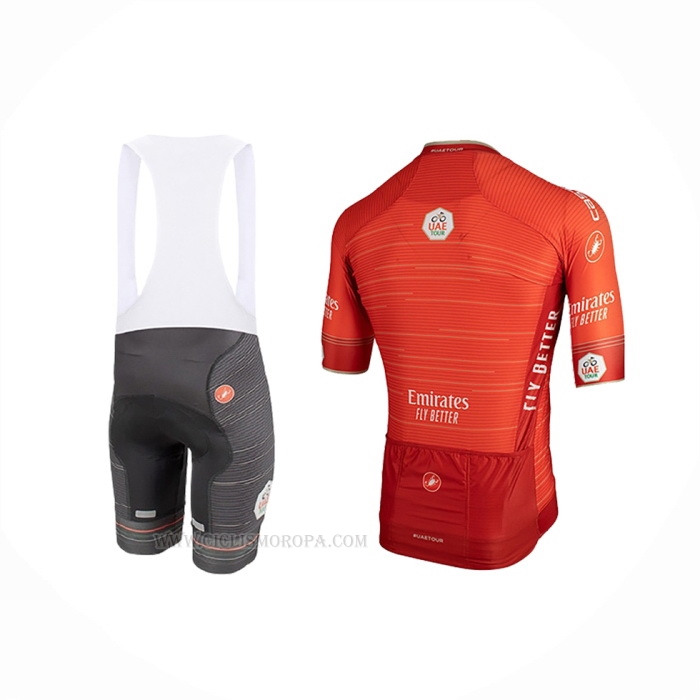 2019 Ropa Ciclismo UAE Tour Naranja Mangas Corta y Culotte Corto